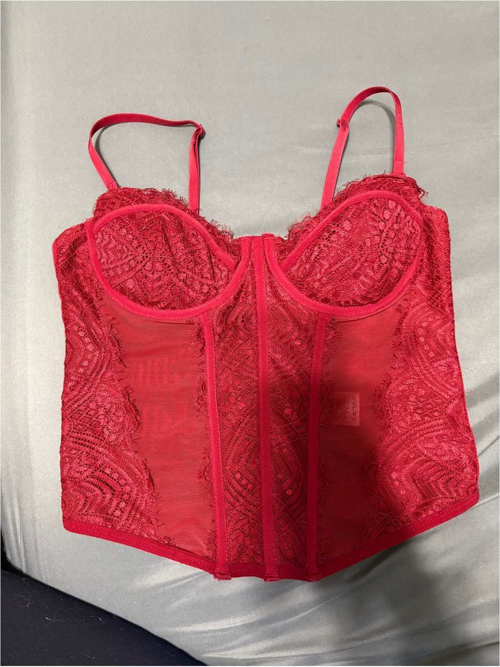 Garage Red Lace Bustier Crop Top